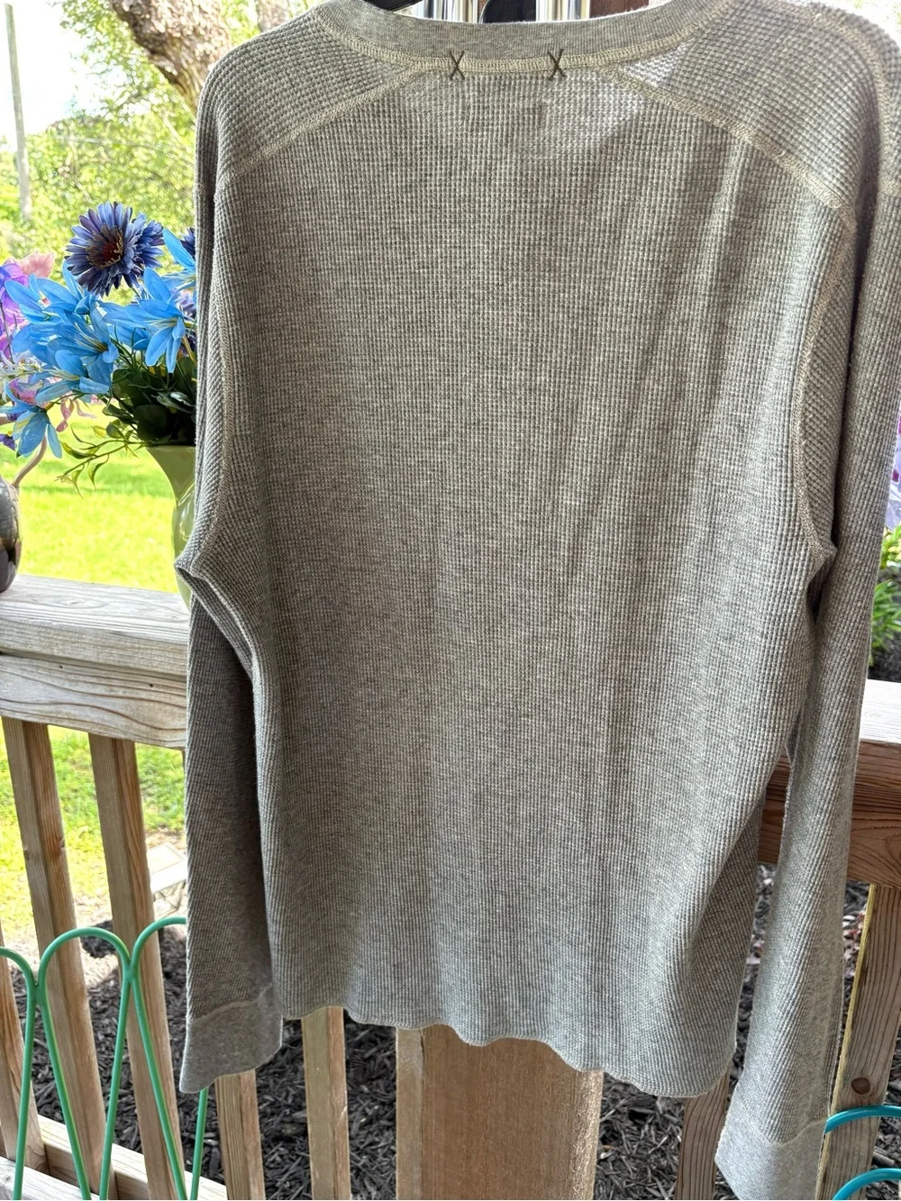 Men’s Wallace & Barnes by J. Crew Grey Long Sleeve 2 Button Waffle Shirt NWT XL